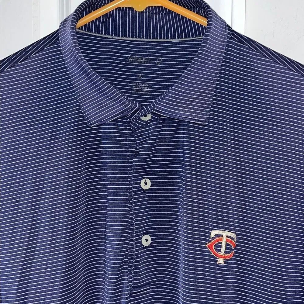 Johnnie-O Minnesota Twins Blue Pinstripe Poly/Spandex baseball Polo Golf Shirt